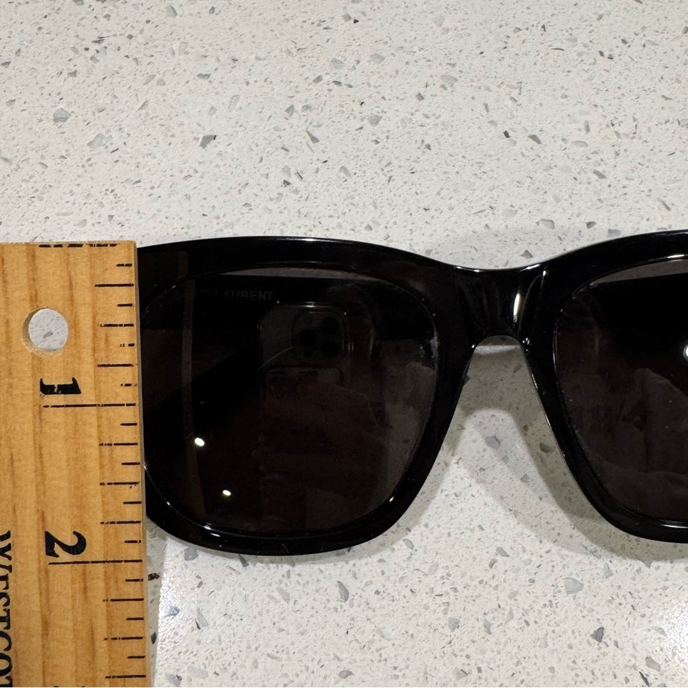 Saint Laurent YSL Black/ Gold SL M24/K Monogram 55MM Rectangular Sunglasses - Picture 14 of 14